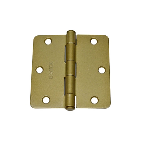 Emtek Pair of 3-1/2 in x 3-1/2 in 1/4 in Radius Steel Residential Duty Hinges Satin Brass Finish 91023US4